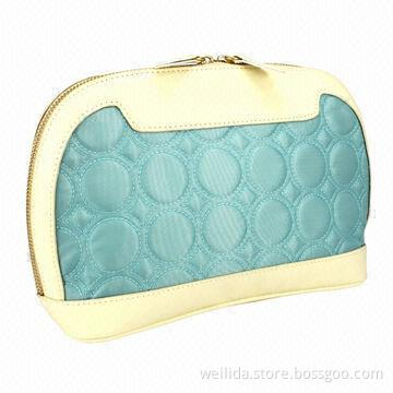 Quilted Shiny Fabric Cosmetic Bag, Sized 24 x 8 x 16.5cm